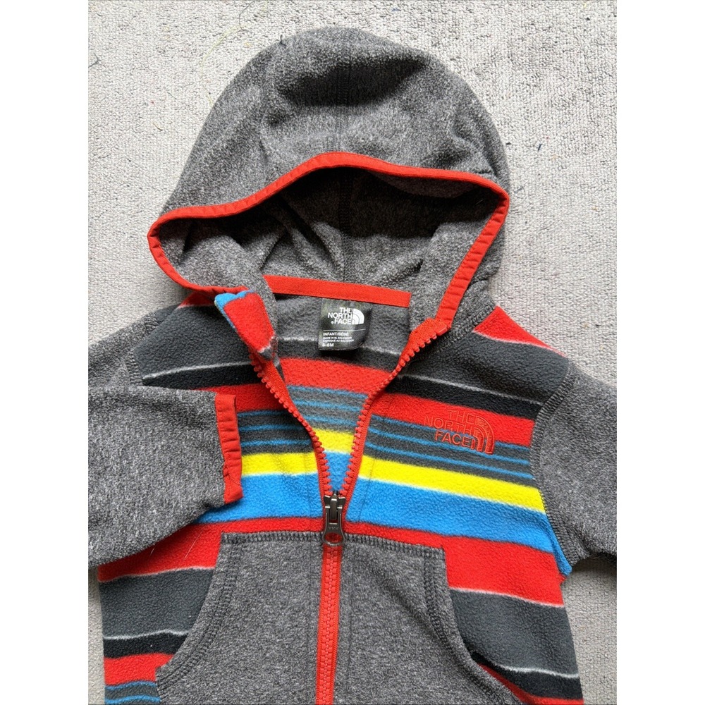 The‎ North Face Infant Hooded Jacket Gray Multicolor Stripe 3-6 Months